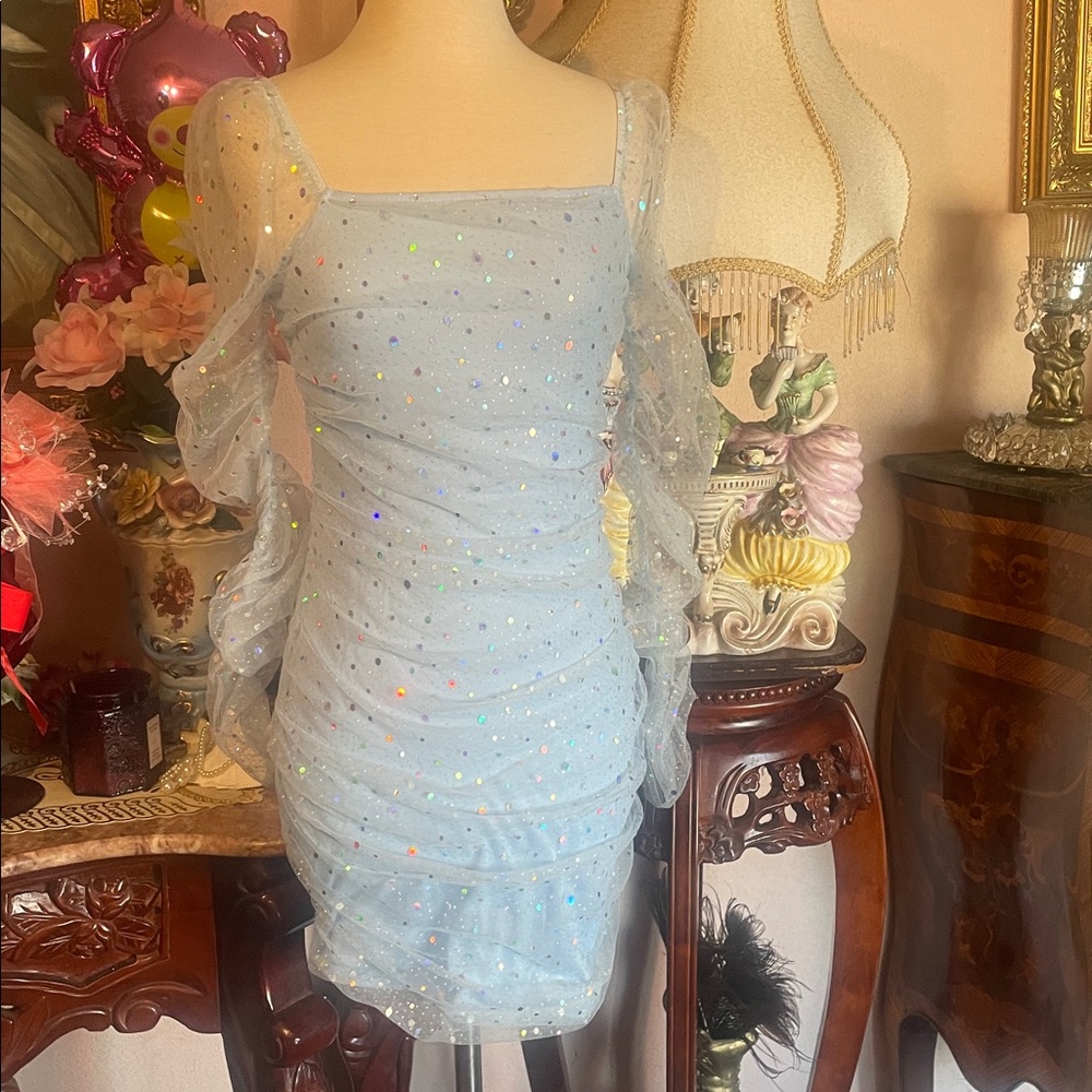 Elegant Blue Glitter Dress